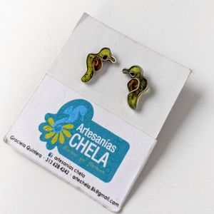 🇨🇴 Handmade Artisan Silver and Resin Bird Earrings Made In Colombia